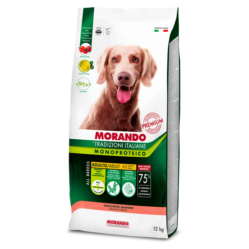 Morando Tradizioni Italiane Crocchette Dog kg.12 Monoproteico Salmone –
